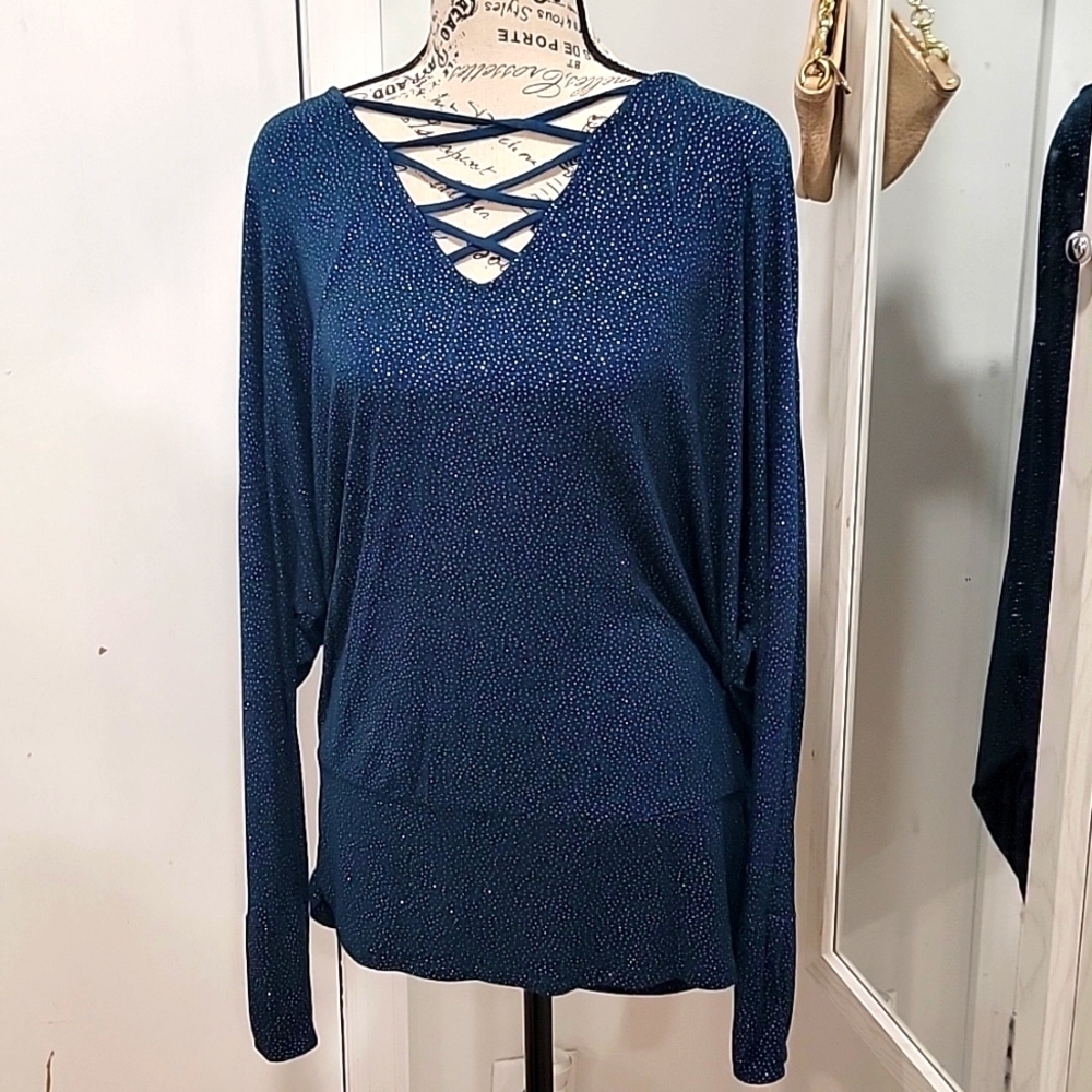 Jennifer Lopez Woman's Winter Green Blouse Size Large. B210